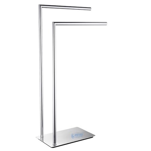 LANGPAI LANGPAI Freestanding Double Towel Racks Bathroom Accessories Towel Holder Stand on Floor Brass Chrome 