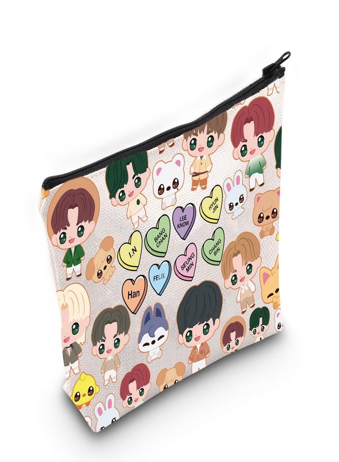 LEVLO SKZ Cosmetic Makeup Bag SKZ Fans Gift SKZ Cartoon Member Makeup Zipper Pouch Bag (SKZ Bag) - Image 1