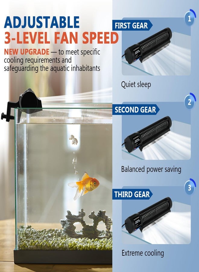 BAOSHISHAN Aquarium Chiller Fan, with AutoTemperature Control and Adjustable 3 Speed, 120° Cross-Flow Air Outlet s Aquarium Cooling Fan Cooler for Tank Home Office - Image 5