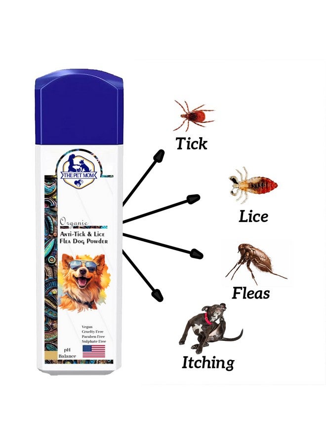 بودرة الكلاب المضادة للقراد والقمل والبراغيث من ذا بت موم لفراء ناعم ومشروط بدون شطف مضادة للحكة | بودرة الكلاب للقراد والبراغيث - لجميع سلالات الكلاب - 100 جرام - Image 2