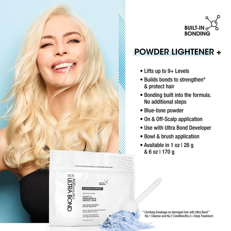 AGE beautiful Permanent Powder Hair Lightener with Ultra Bond Building | Strengthens, Protects & Nourishes | Lifts up to 9+ Levels | For Lightening & Highlights | 6 Oz - Image 3