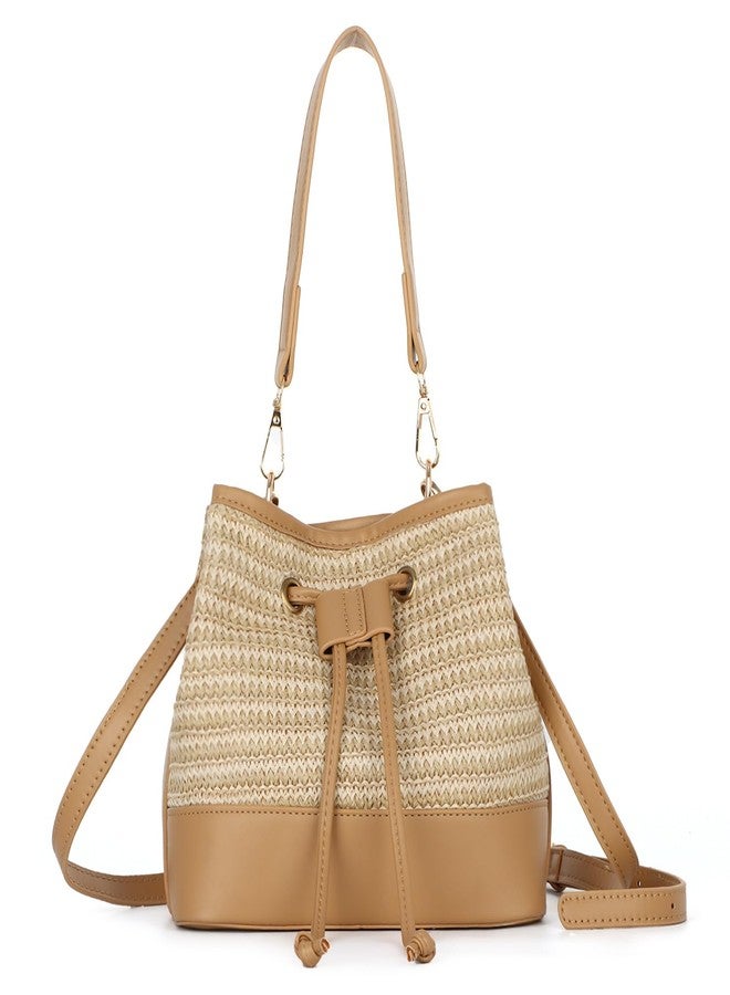 SUKUTU Straw Drawstring Shoulder Bag Bucket Bag for Women Summer Handwoven Beach Vacation Handbag Crossbody Bag - Image 1