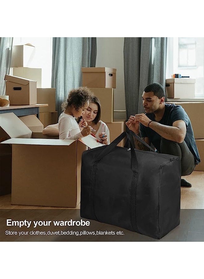 DUNISO 2Pcs Extra Large Storage Bags,Moving Bags with Zips Handles, Underbed Storage Organizer Bag, Waterproof and Dustproof, Sturdy and Durable，for Bedding/Duvets/Pillows/Laundry/Clothes/Moving home，80*45*25cm，Black - Image 4