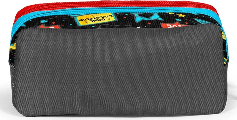 كورال هاي Kids Black Blue Gamer Patterned Two Compartment Pencil Bag 12092