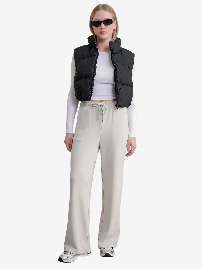 Mixray Grey MIXRAY High Waist Pull On Straight Leg Pants with Pockets for Women | Best Price UAE