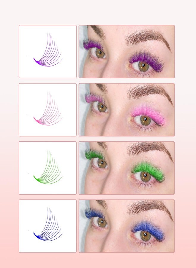 FADVAN Colored Lash Extensions lashes 240pcs 12 Color Premade Fans 10D 13mm 0.07D Curl Professional Eyelash Extensions (12 Colors, 0.07D, 13mm) - Image 4