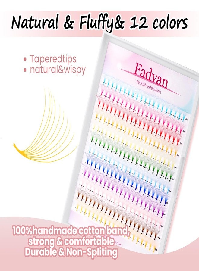 FADVAN Colored Lash Extensions lashes 240pcs 12 Color Premade Fans 10D 13mm 0.07D Curl Professional Eyelash Extensions (12 Colors, 0.07D, 13mm) - Image 2