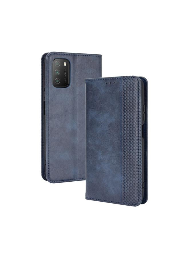 The Bros Case For Xiaomi Poco M3 Magnetic Buckle Retro Crazy Horse Texture Horizontal Flip Leather Case with Holder & Card Slots & Photo Frame