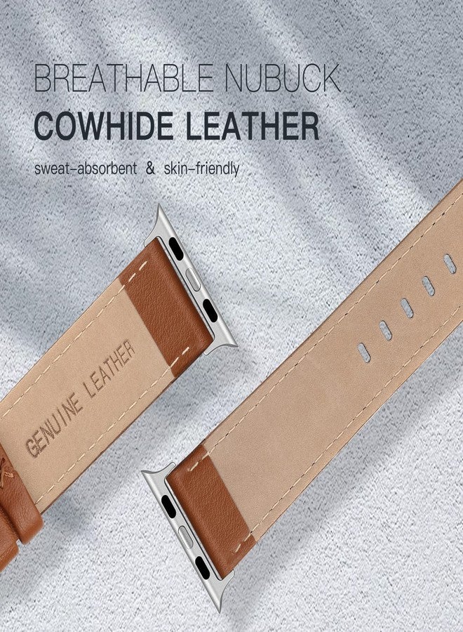 EDIMENS Leather Bands Compatible with Apple Watch 49mm 45mm 42mm 44mm Band Men Women, Vintage Genuine Leather Wristband Replacement Band Compatible for Apple Watch iwatch Series 8 7 6 5 4 3 2 1 SE2 SE - Image 4