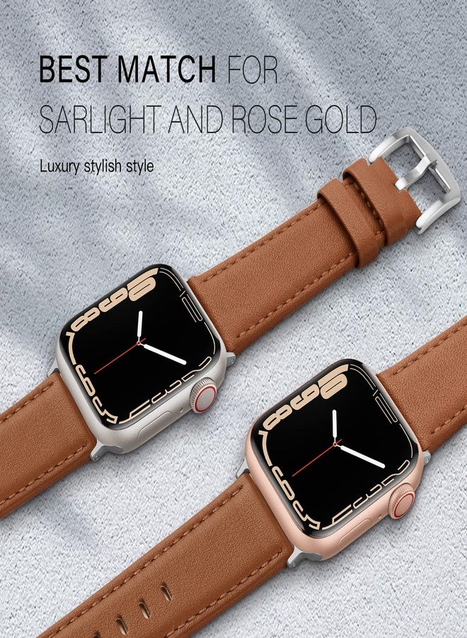 EDIMENS Leather Bands Compatible with Apple Watch 49mm 45mm 42mm 44mm Band Men Women, Vintage Genuine Leather Wristband Replacement Band Compatible for Apple Watch iwatch Series 8 7 6 5 4 3 2 1 SE2 SE - Image 5