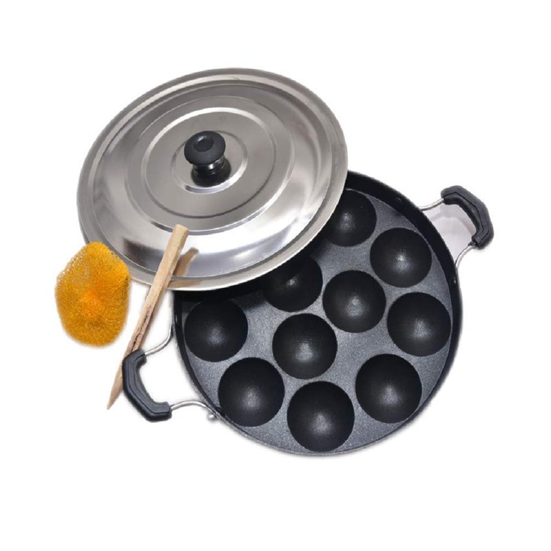 KD ZONE Aluminium Pancake Maker with Side Handle Lid Cover - 20L, Black - Image 1