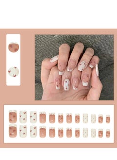 JOSQUEWNN Press on nails,24-Piece Heart Nail Art Premium Nail Stickers - Removable French Wearable Short Ballerina and T-Shaped Nails for Effortlessly Stylish and Elegant Tips, Fake Acrylic Nails With Glue Kit.  - Image 2