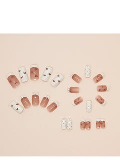 JOSQUEWNN Press on nails,24-Piece Heart Nail Art Premium Nail Stickers - Removable French Wearable Short Ballerina and T-Shaped Nails for Effortlessly Stylish and Elegant Tips, Fake Acrylic Nails With Glue Kit.  - Image 3