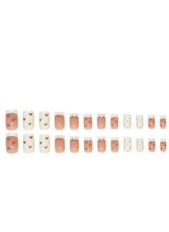 JOSQUEWNN Press on nails,24-Piece Heart Nail Art Premium Nail Stickers - Removable French Wearable Short Ballerina and T-Shaped Nails for Effortlessly Stylish and Elegant Tips, Fake Acrylic Nails With Glue Kit.  - Image 5