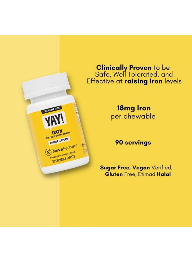 NovaFerrum Yay | Chewable Iron Supplement for Kids & Adults for Anemia | 18mg of Iron | 90 Servings | Sugar Free | Vegan | Gluten Free | Orange Flavor - Image 2