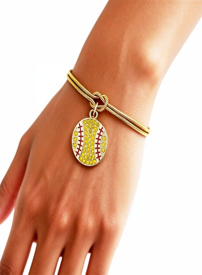 Xeyau Gold Bracelet for Women Softball Charm Bracelet Accessories Gifts for Daughter Boyfriend Sport Knot Bracelet Jewelry Non Tarnish Waterproof (Yellow-B) - Image 2