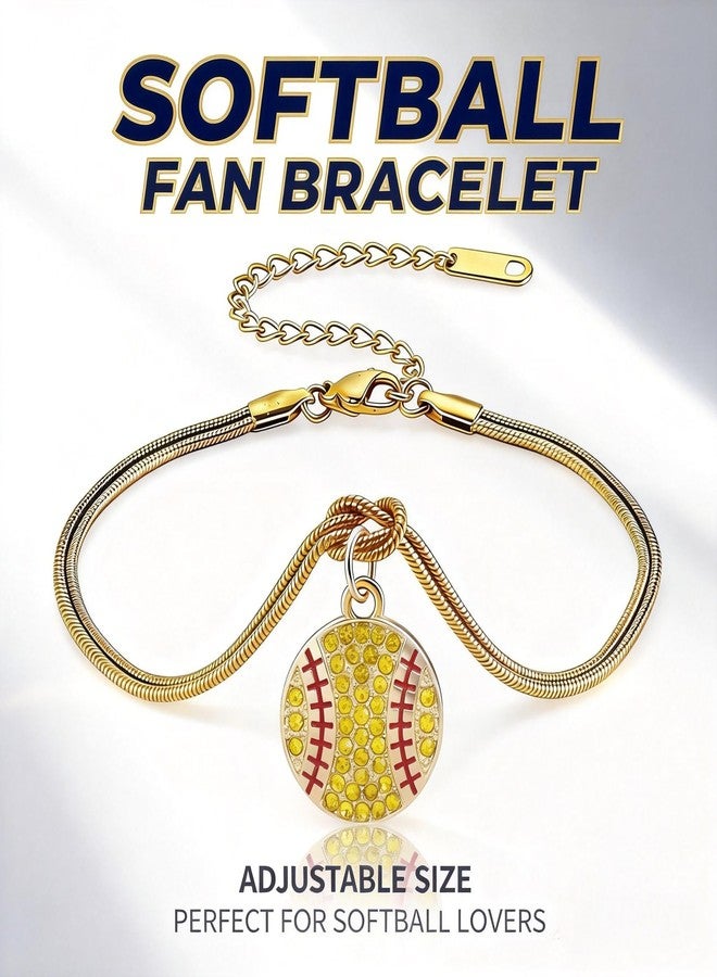 Xeyau Gold Bracelet for Women Softball Charm Bracelet Accessories Gifts for Daughter Boyfriend Sport Knot Bracelet Jewelry Non Tarnish Waterproof (Yellow-B) - Image 5