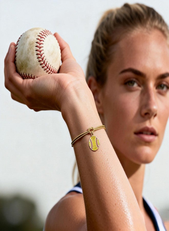 Xeyau Gold Bracelet for Women Softball Charm Bracelet Accessories Gifts for Daughter Boyfriend Sport Knot Bracelet Jewelry Non Tarnish Waterproof (Yellow-B) - Image 3