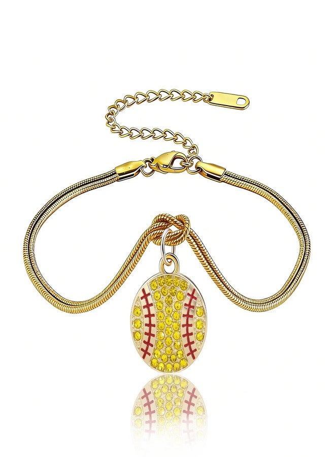 Xeyau Gold Bracelet for Women Softball Charm Bracelet Accessories Gifts for Daughter Boyfriend Sport Knot Bracelet Jewelry Non Tarnish Waterproof (Yellow-B) - Image 1