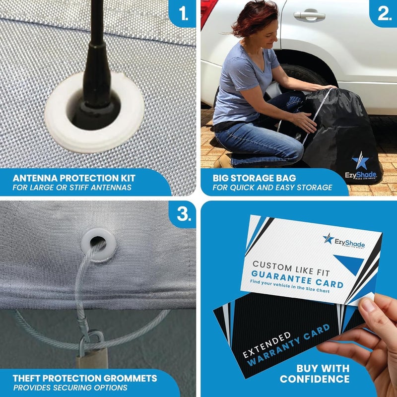 EzyShade غطاء سيارة EzyShade مكون من 10 طبقات لسيارات الدفع الرباعي (SUV) - مقاوم للماء ومناسب لجميع الأحوال الجوية - غطاء خارجي شامل وشديد التحمل لسيارات مثل Jeep وRav4 وCRV - مقاس S2 (يرجى مراجعة الجدول لمعرفة المقاس الدقيق). - Image 3