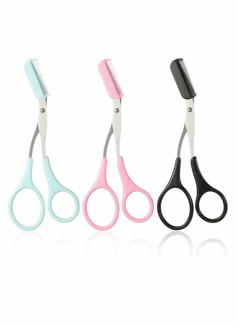 SYOSI Eyebrow Trimmer with Comb, Eyebrow Trimmer with Eyebrow Comb, Eyebrow Eyelash Scissors for Men and Women Hair Removal Beauty Accessories (black, Pink, Blue)  - Image 1