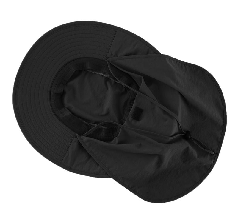 Home Prefer Outdoor UPF50+ Mesh Sun Hat Wide Brim Fishing Hat with Neck Flap (Black) - Image 5