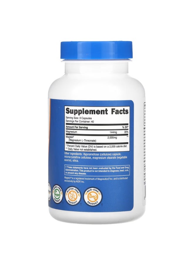 Nutricost, Magtein®, Magnesium L-Threonate, 120 Capsules (666 mg per Capsule) - Image 2