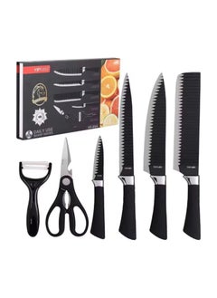 Qshop 6 Pieces Kitchen Knives Non Stick Lightweight Wavy Knife with Ergonomic Handle Includes Chef Knife, Slice Knife, Fine Slicer, Paring Knife, Vegetable Peeler, Scissors - pzsku/Z5BC8E176D2DF144F84EDZ/45/_/1733227235/0c6fecb0-9fc3-4da5-89fe-4a6f02b9cb4e