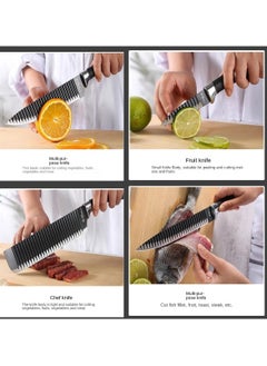 Qshop 6 Pieces Kitchen Knives Non Stick Lightweight Wavy Knife with Ergonomic Handle Includes Chef Knife, Slice Knife, Fine Slicer, Paring Knife, Vegetable Peeler, Scissors - pzsku/Z5BC8E176D2DF144F84EDZ/45/_/1733227245/e357c6c8-da6a-4e0f-a7bb-185e0e524595