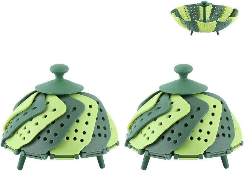 Veggie Plastic Vegetable Basket Basket2Pcs Foldable Steaming Basket Set High Temperature Cooker Dish for Vegetable and Fruit Cooking for Home Cooks and Food En - Image 1
