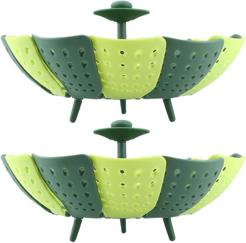 Veggie Plastic Vegetable Basket Basket2Pcs Foldable Steaming Basket Set High Temperature Cooker Dish for Vegetable and Fruit Cooking for Home Cooks and Food En - Image 3