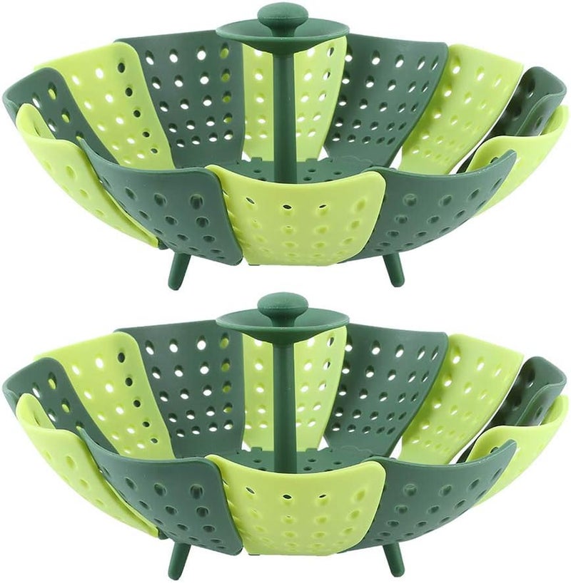 Veggie Plastic Vegetable Basket Basket2Pcs Foldable Steaming Basket Set High Temperature Cooker Dish for Vegetable and Fruit Cooking for Home Cooks and Food En - Image 2