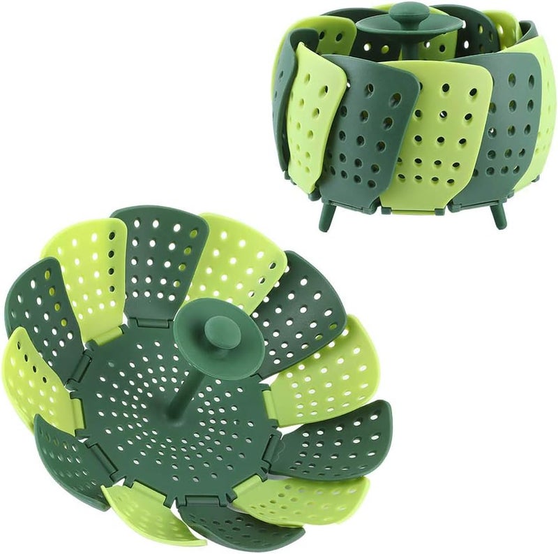 Veggie Plastic Vegetable Basket Basket2Pcs Foldable Steaming Basket Set High Temperature Cooker Dish for Vegetable and Fruit Cooking for Home Cooks and Food En - Image 4