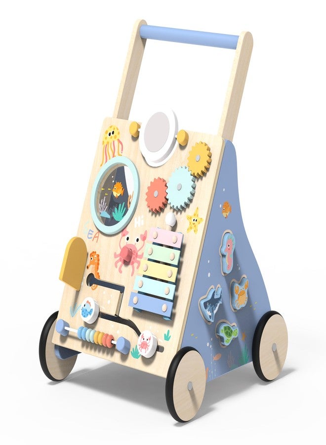 Himold Wooden Baby Walker, Baby Push Walker with Montessori Toy for Girls Boys, Toddler Walking Toys for 18 Months of Age and Over Learning to Walk, Sit-to-Stand, Baby Activity Center for Kids Development - Image 1