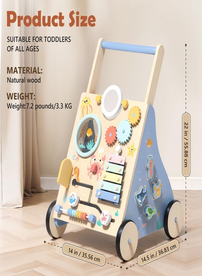 Himold Wooden Baby Walker, Baby Push Walker with Montessori Toy for Girls Boys, Toddler Walking Toys for 18 Months of Age and Over Learning to Walk, Sit-to-Stand, Baby Activity Center for Kids Development - Image 2