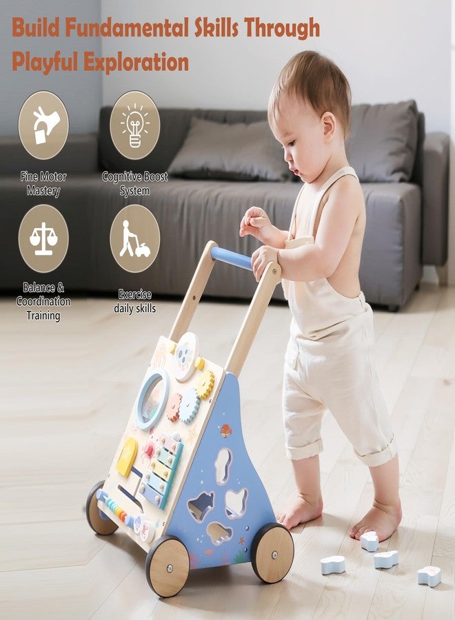 Himold Wooden Baby Walker, Baby Push Walker with Montessori Toy for Girls Boys, Toddler Walking Toys for 18 Months of Age and Over Learning to Walk, Sit-to-Stand, Baby Activity Center for Kids Development - Image 5