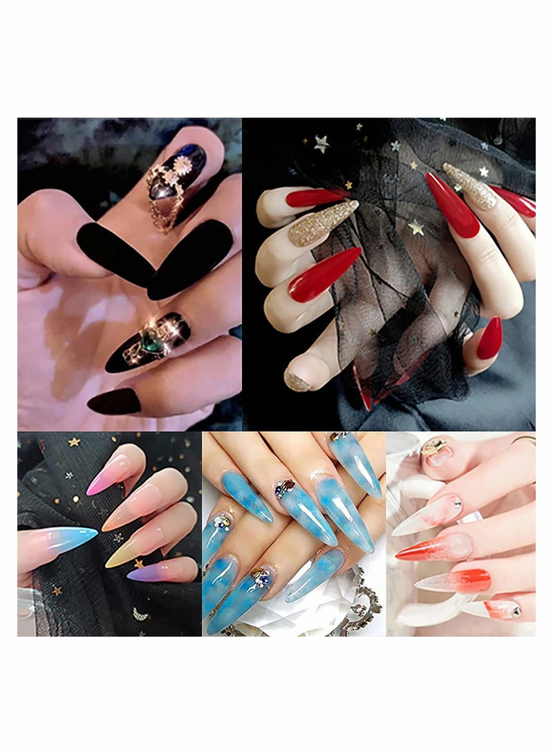 Excefore أطراف أظافر أكريليك شفافة تغطي كامل الأظافر مزيفة - Image 3