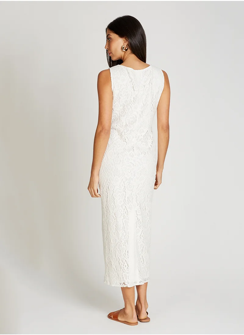 Little Mistress Crochet V Neck Maxi Dress