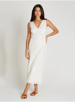 Little Mistress Crochet V Neck Maxi Dress  - Image 4