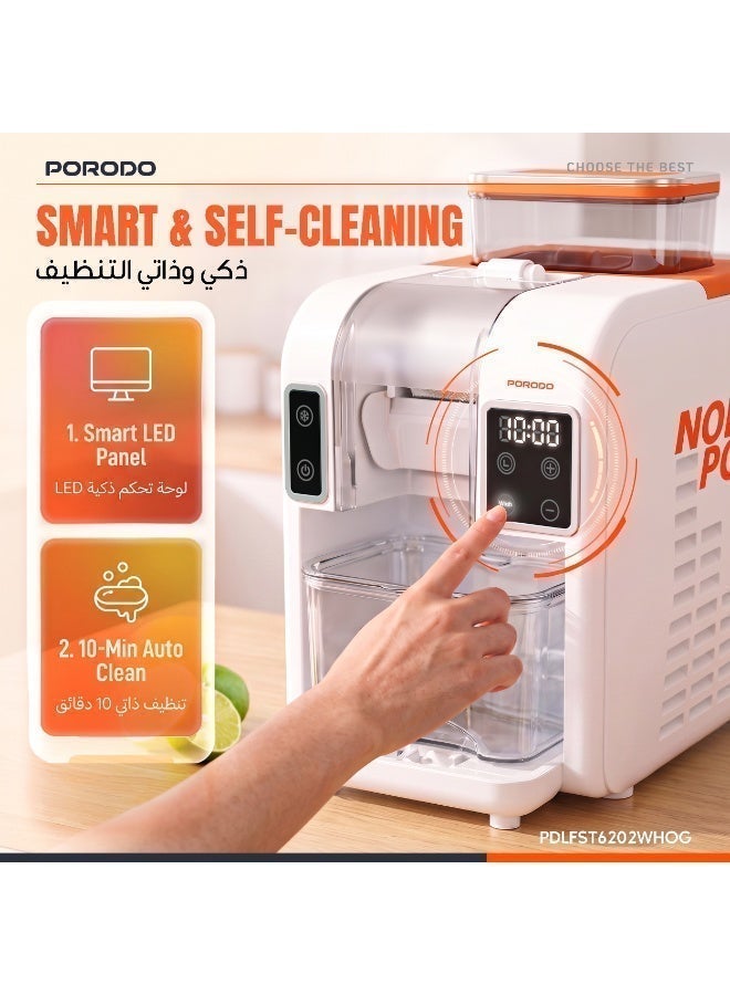بورودو آلة صنع الثلج بقدرة 150 واط، وسعة 0.6 لتر، وإنتاجية ثلج تبلغ 1.5 لتر، ومؤقت قابل للضبط؛ مناسبة للاستخدام مع المياه النقية، ومياه الصنبور، وعصائر الفاكهة، ومنتجات الألبان السائلة. - Image 5