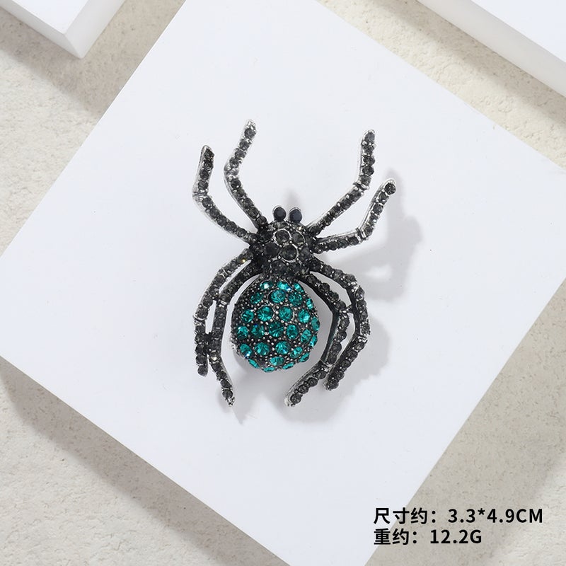 personality black diamond spider rhinestone brooch metal women corsage vintage accessories jewelry wholesale Halloween - Image 1