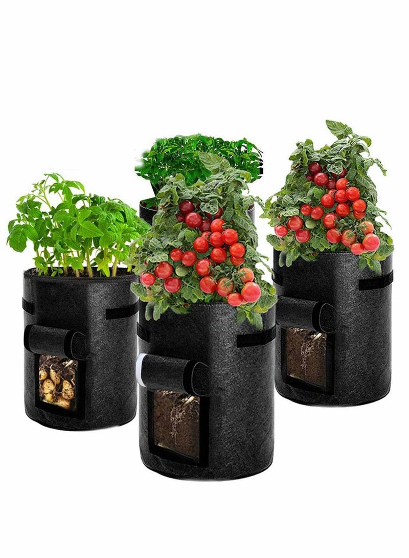 Excefore أكياس زراعة البطاطس والطماطم 4 عبوات أكياس كبيرة لزراعة الخضروات مع نافذة وأكياس لحديقة الفراولة والطماطم والجزر والزهور والخضروات (7 جالون)  - Image 1