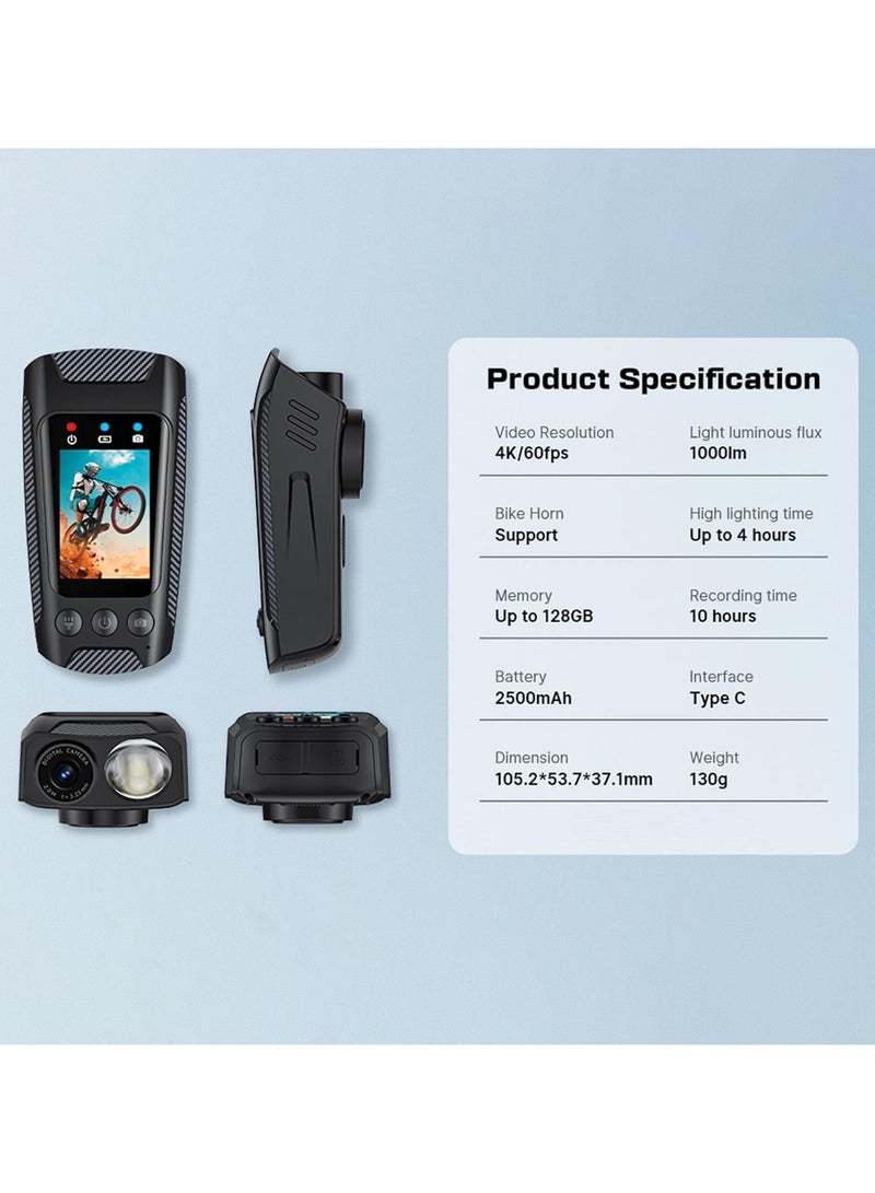 General 4K 60FPS Multifunctional Riding Camera Bike Camera Motorcycle Camera Rainproof 2.0-inch IPS Colour Screen WiFi Connection with LED Flashlight Outdoor Riding Built-in Battery with 64G Memory Card  - Image 4