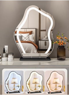 XiuWoo 43*55cm Vanity Mirror with Lights Irregular Cute Cloud Lighted Makeup Mirror with Dimmable 3 Light Modes Esthetics Hollywood Mirror for Tabletop Bedroom Beauty Salon,Black  - Image 1