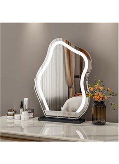 XiuWoo 43*55cm Vanity Mirror with Lights Irregular Cute Cloud Lighted Makeup Mirror with Dimmable 3 Light Modes Esthetics Hollywood Mirror for Tabletop Bedroom Beauty Salon,Black  - Image 3