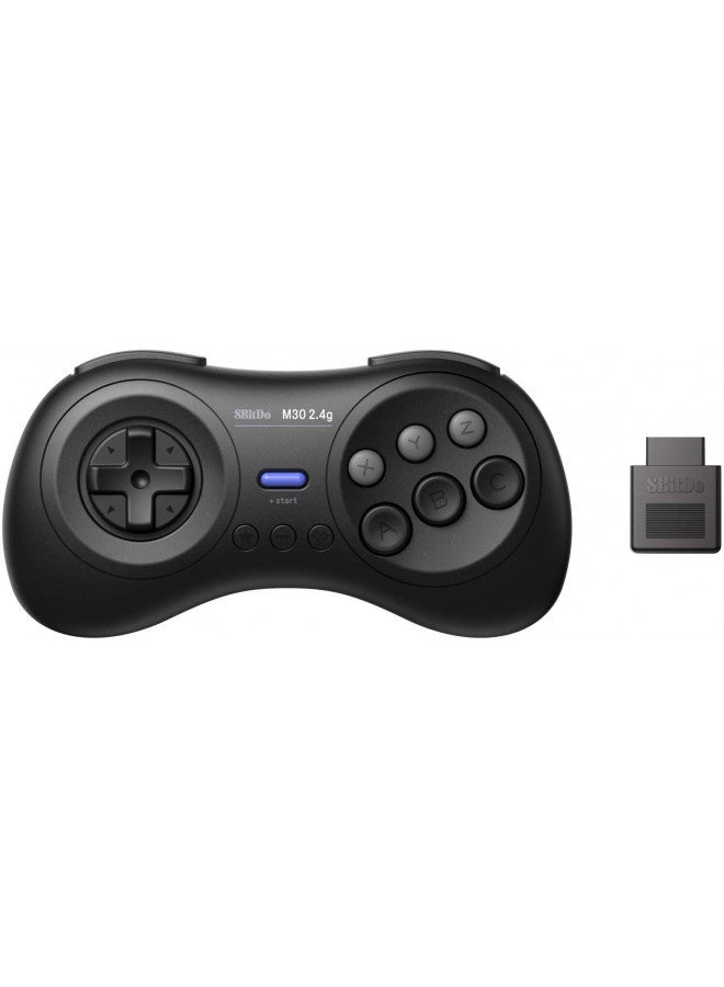 8Bitdo M30 2.4G Wireless Gamepad for the Original Sega Genesis and Sega Mega Drive - Sega Genesis,Black - Image 1