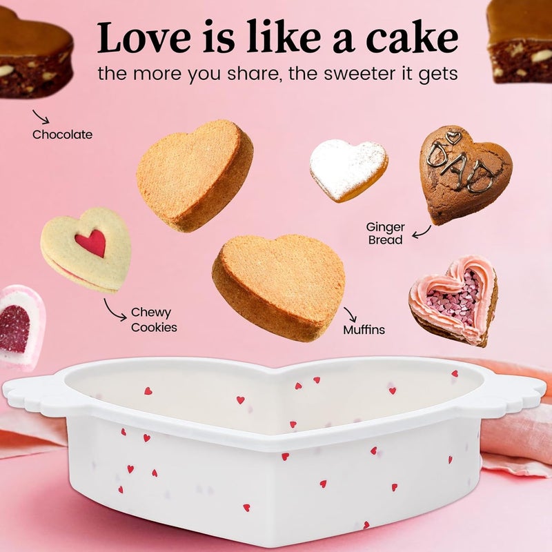 SJ 1P Silicone Heart Shaped Cake Pans with Metal Reinforced Frame, 10 Inch Nonstick Cake Pan, BPA Free Silicone Heart Cake Baking Mold for Oven Dishwasher Safe - Image 2