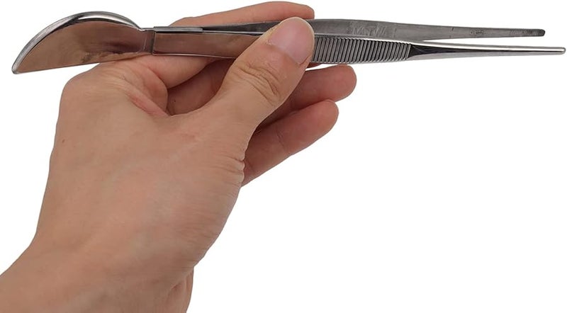 Stainless Steel Bonsai Tweezers Straight Long with Crescent Moon Spatula for Gardening Soil Loosening - Image 3