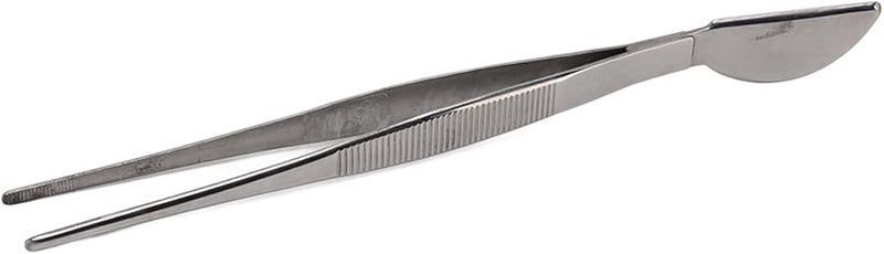 Stainless Steel Bonsai Tweezers Straight Long with Crescent Moon Spatula for Gardening Soil Loosening - Image 2