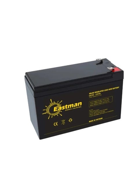 Brand Eastman  Model EM7VB  BATTERIES VOLTAGE 12V/7Ah  Dimensions 151 x 65 x 94 mm  Weight 2.2 Kg